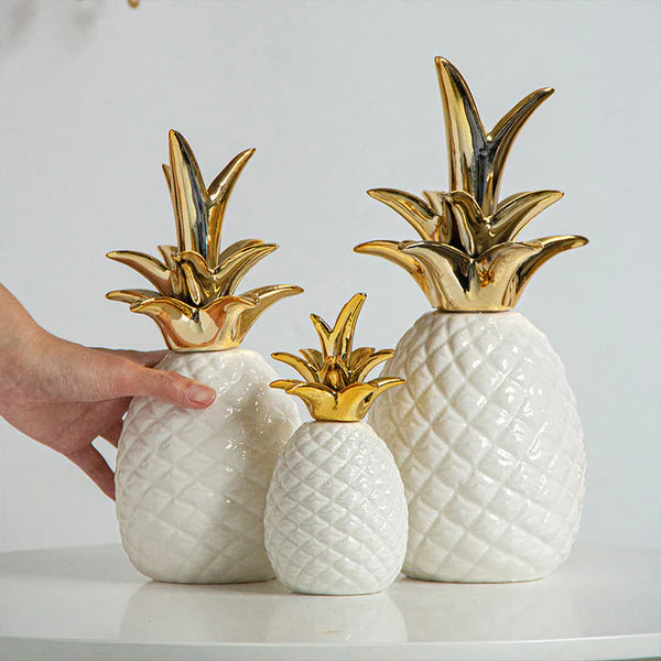 Modern White Ceramic Pineapple Decor
