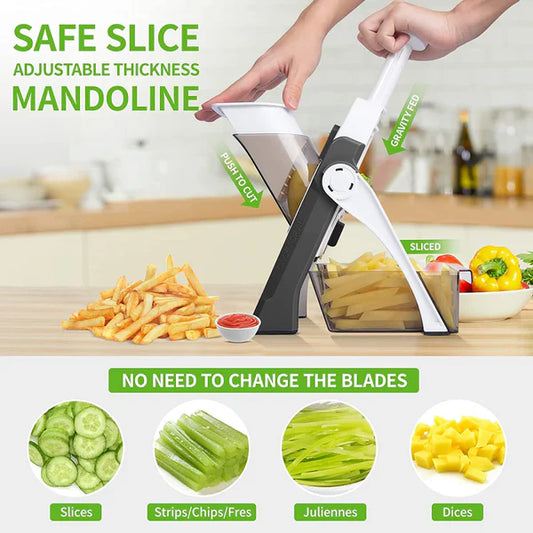 Adjustable Thickness Manual Slicer - Multifunctional Vegetable Slicer and Dicer Set